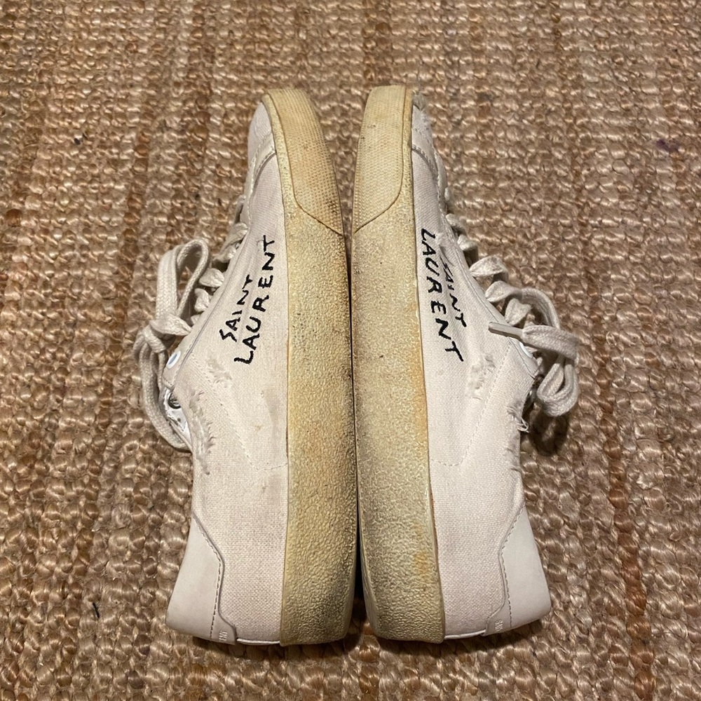 Saint Laurent Off-White Canvas Sneakers - Picture 8 of 10